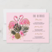 Invitation Parties scintillant Flamant rose Bachelorette Part (Dos)