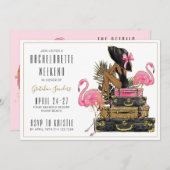 Invitation Parties scintillant Flamant rose Bachelorette Part (Devant / Derrière)