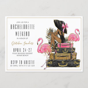 Invitation Parties scintillant Flamant rose Bachelorette Part