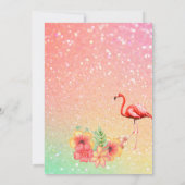 Invitation Parties scintillant Flamant rose Fleurs tropicales (Dos)