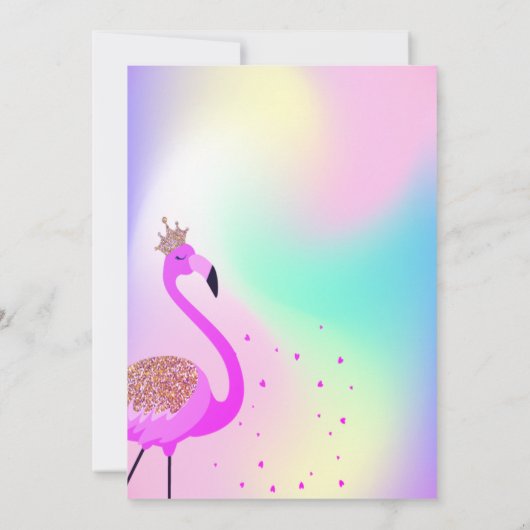 Invitation Parties scintillant Flamant rose, Ombre Holographi (Dos)