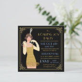 Invitation Parties scintillant Flapper Gold des années 20 Bla (Debout devant)