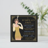Invitation Parties scintillant Flapper Gold des années 20 Bla (Debout devant)