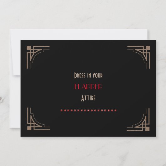 Invitation Parties scintillant Flapper Gold des années 20 Red (Dos)