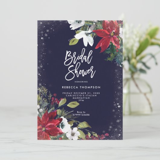 Invitation parties scintillant fleurie hiver nuptiale invitat (Debout devant)