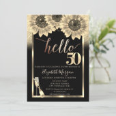 Invitation Parties scintillant, Fleurs de soleil, Noir de ver (Debout devant)