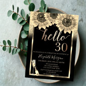 Invitation Parties scintillant, Fleurs de soleil, Noir de ver