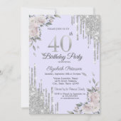 Invitation Parties scintillant, Fleurs Lavander 40e anniversa (Devant)