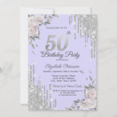 Invitation Parties scintillant, Fleurs Lavander 50e anniversa (Devant)