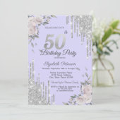 Invitation Parties scintillant, Fleurs Lavander 50e anniversa (Debout devant)