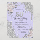 Invitation Parties scintillant, Fleurs Lavander 50e anniversa (Devant / Derrière)