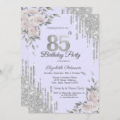 Invitation Parties scintillant, Fleurs Lavander 85e anniversa (Devant / Derrière)