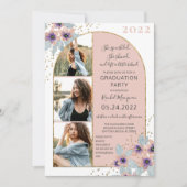 Invitation Parties scintillant Fleurs Roses Confetti Photo Gr (Devant)