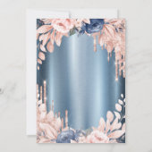 Invitation Parties scintillant  Floral Blue Mariage Anniversa (Dos)