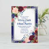 Invitation Parties scintillant Floral Silver de la marine de  (Debout devant)