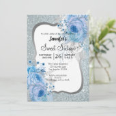 Invitation Parties scintillant Floral Sweet 16 Anniversaire I (Debout devant)