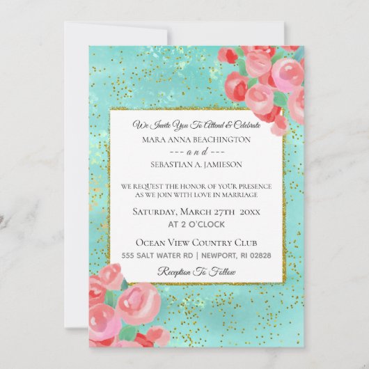 Invitation *~* Parties scintillant Florale Abstraite moderne (Devant)