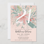 Invitation Parties scintillant florale aquarelle rose pâle 21 (Devant)