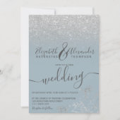 Invitation Parties scintillant florale argentée bleu foncé ma (Devant)