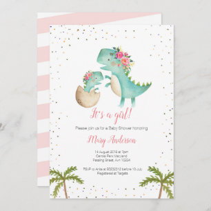 Invitation Parties scintillant florale Baby shower de dinosau