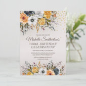 Invitation Parties scintillant florale Bleue de la Marine Jau (Debout devant)