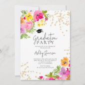 Invitation Parties scintillant florale botanique Gold (Devant)