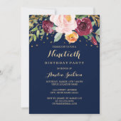 Invitation Parties scintillant florale de la marine de Bourgo (Devant)