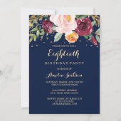 Invitation Parties scintillant florale de la marine de Bourgo (Devant)