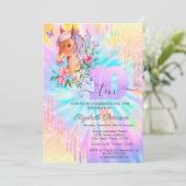 Invitation Parties scintillant florale de Pony Tie Dye 10e an (Debout devant)