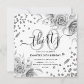 Invitation Parties scintillant florale d'or d'argent 30e anni (Devant)