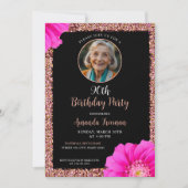 Invitation Parties scintillant florale élégant 90e anniversai (Devant)