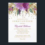 Invitation Parties scintillant florale Étincelant Améthyste d<br><div class="desc">Plus de jolies invitations en sweet sixteen floral dans le magasin Little Bayleigh! Nous avons utilisé des oeuvres d'art de : www.createthecut.com</div>