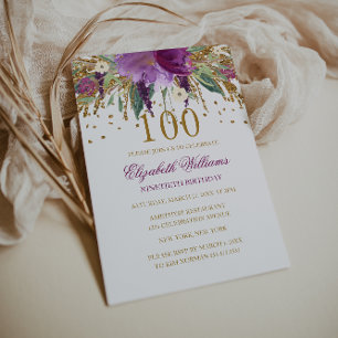 Invitation Parties scintillant florale Étincelle Améthyste 10