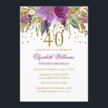 Invitation Parties scintillant florale Étincelle Améthyste 40<br><div class="desc">Plus d'invitations à fêtes florales dans le magasin Little Bayleigh! Nous avons utilisé des oeuvres d'art de : www.createthecut.com</div>
