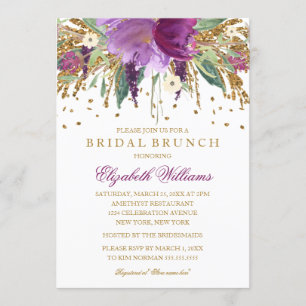 Invitation Parties scintillant florale Étincelle Améthyste Br