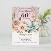 Invitation Parties scintillant Florale fête d'anniversaire (Debout devant)