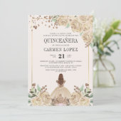 Invitation Parties scintillant florale Gold Princesse Anniver (Debout devant)