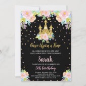 Invitation Parties scintillant Florale Noire Princesse Invita (Devant)