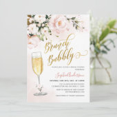 Invitation Parties scintillant Florale Rose Blush Gold Brunch (Debout devant)