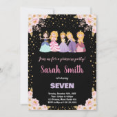 Invitation Parties scintillant Florale rose noir Princesse In (Devant)