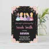 Invitation Parties scintillant Florale rose noir Princesse In (Debout devant)