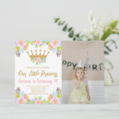 Invitation Parties scintillant Florale Rose Princesse Anniver (Debout devant)