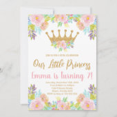 Invitation Parties scintillant Florale rose Princesse Invitat (Devant)