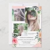 Invitation parties scintillant florale rose script 5 photo 20 (Dos)