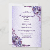 Invitation Parties scintillant florale rose violet (Devant)