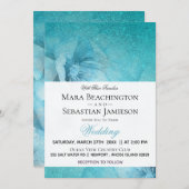 Invitation *~* Parties scintillant florale Turquoise Mariage  (Devant / Derrière)