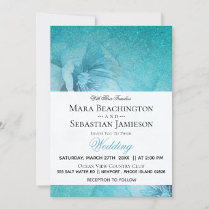 Invitation *~* Parties scintillant florale Turquoise Mariage 