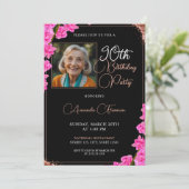 Invitation Parties scintillant florale unique 90e anniversair (Debout devant)