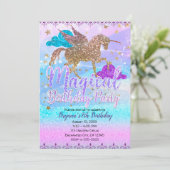Invitation Parties scintillant Flying Unicorn Magique Anniver (Debout devant)