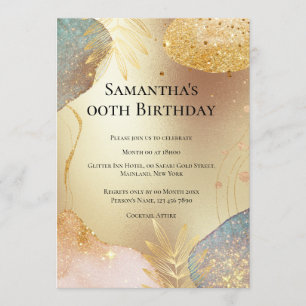 Invitation Parties scintillant forme la feuille d'or cuivre b